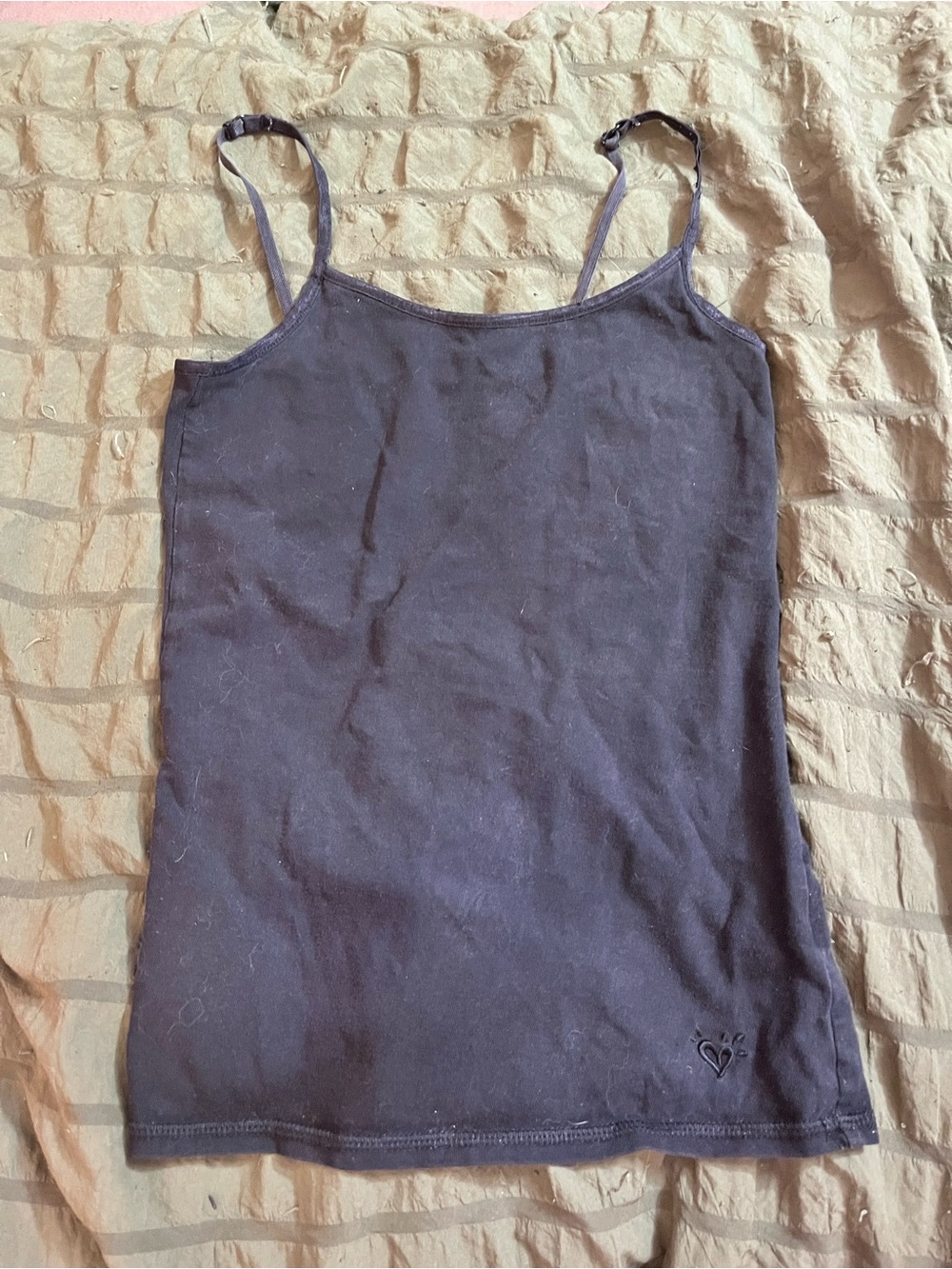 Justice Girls Size 8 Black Adjustable Spaghetti Strap Cotton Tank Top